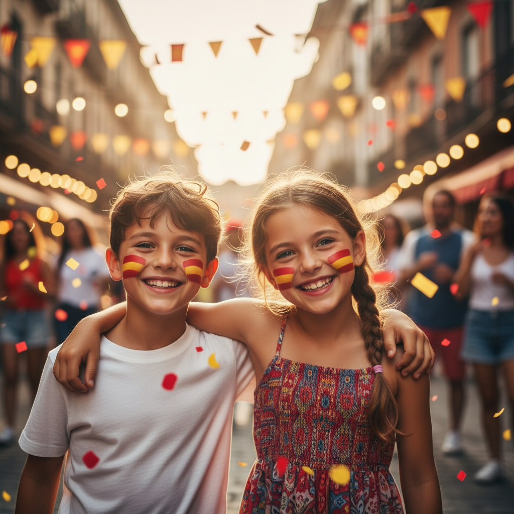 Niño y niña con cara pintada España